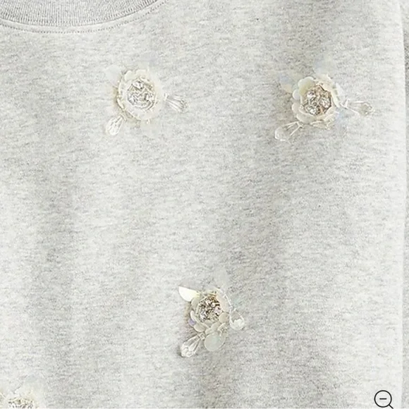 J. Crew Heritage fleece crewneck sweatshirt with sequin flower - Picture 2 of 9